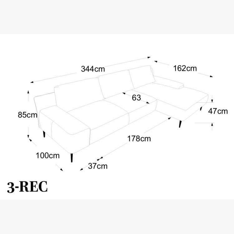 Rohová sedací souprava levá  Forma 344cm