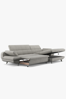 Modernes Ecksofa mit Schlaffunktion und Stauraum, Stoff