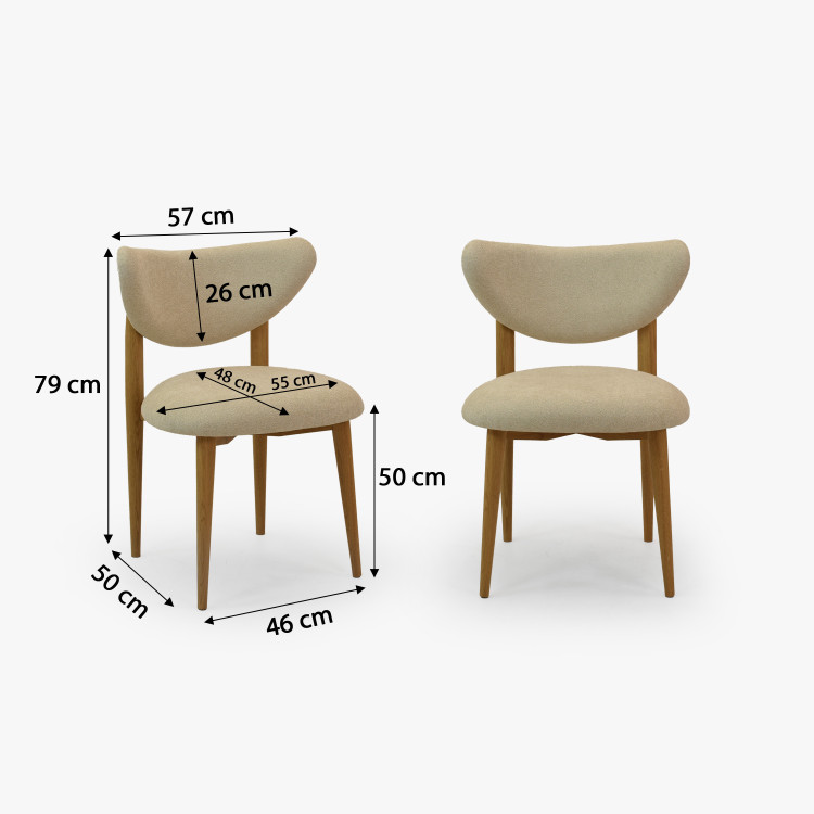 Luxusní jídelní židle dub s ecru čalouněním