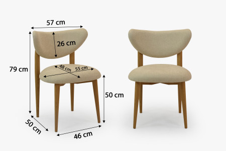 Luxusní jídelní židle dub s ecru čalouněním
