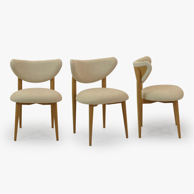 Luxusní jídelní židle dub s ecru čalouněním