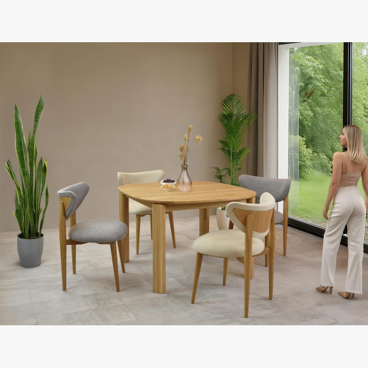 Luxusní jídelní židle dub s ecru čalouněním