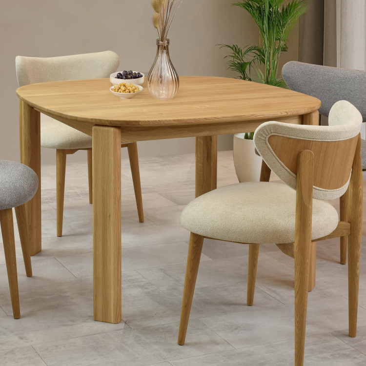 Luxusní jídelní židle dub s ecru čalouněním