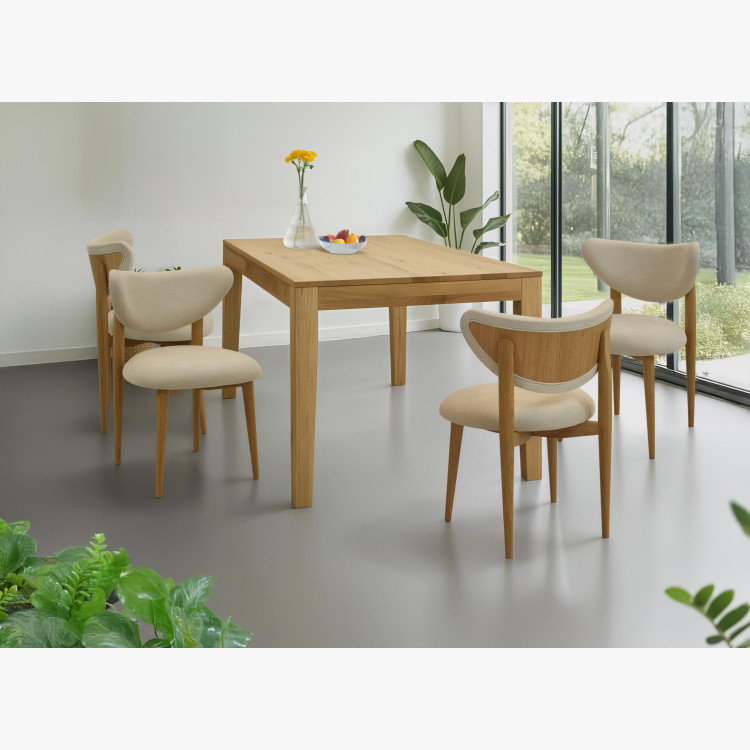 Luxusní jídelní židle dub s ecru čalouněním