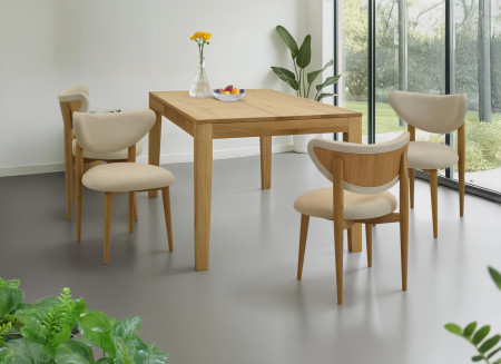 Luxusní jídelní židle dub s ecru čalouněním