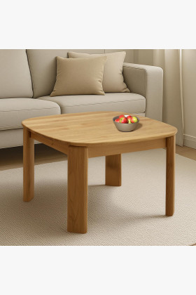 Massiver Eiche Couchtisch 75x75 cm oval geölt natürlich