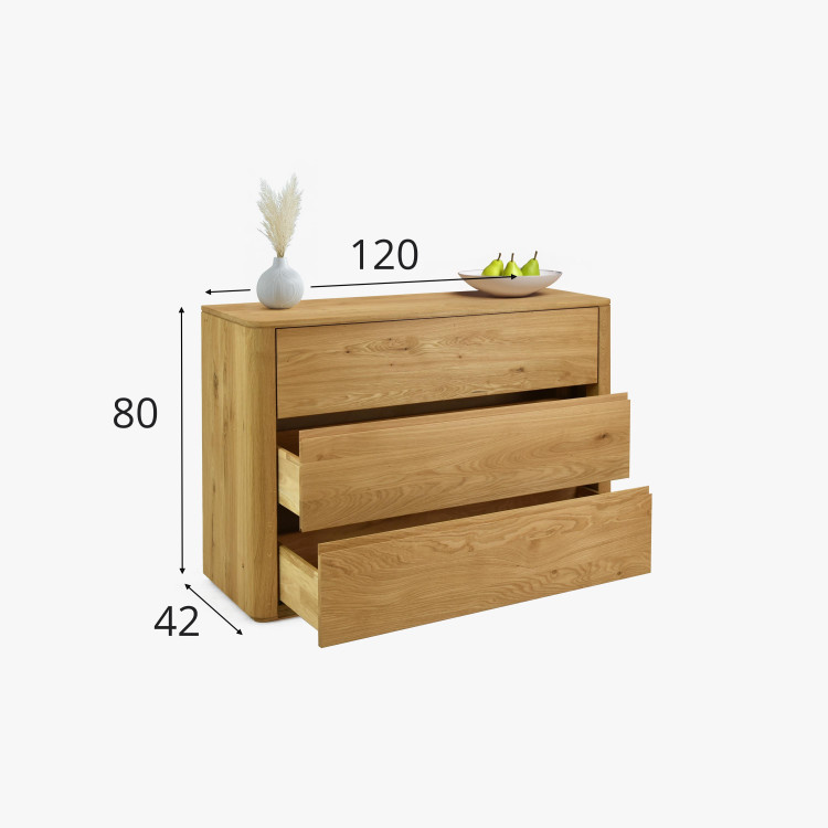 Dubová komoda se zásuvkami 120 cm široká