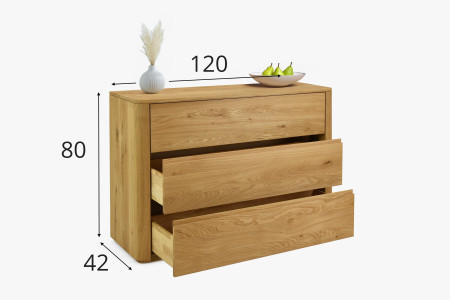 Dubová komoda se zásuvkami 120 cm široká