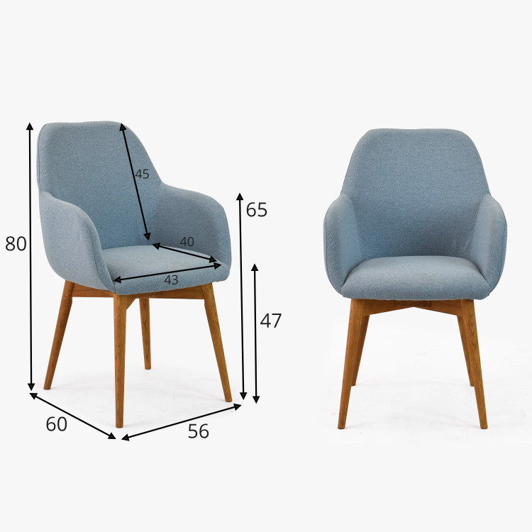 Designová židle s područkami, Sky tyrkysová