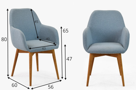 Designová židle s područkami, Sky tyrkysová