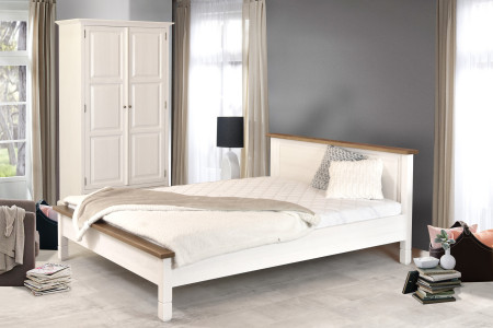 Bílá rustikální postel France 160 x 200 cm