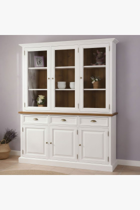 Massiver Kiefernholz Sekretär Provence Stil Weiß 195cm