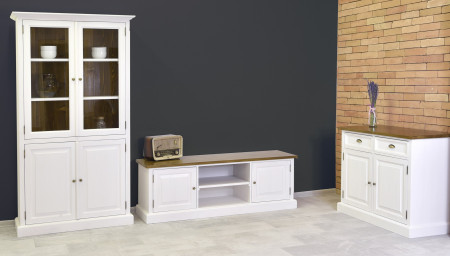 Dřevěná vitrina dvoudveřová v provence stylu, Typ 12