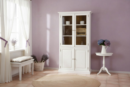 Dřevěná vitrina dvoudveřová v provence stylu, Typ 12