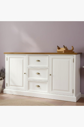 Massive Kiefernholz Kommode Provence Stil Weiß 165x90x53 cm