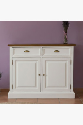 Holzkommode Provence-Stil Kiefernholz Weiß Braun 90x115x53