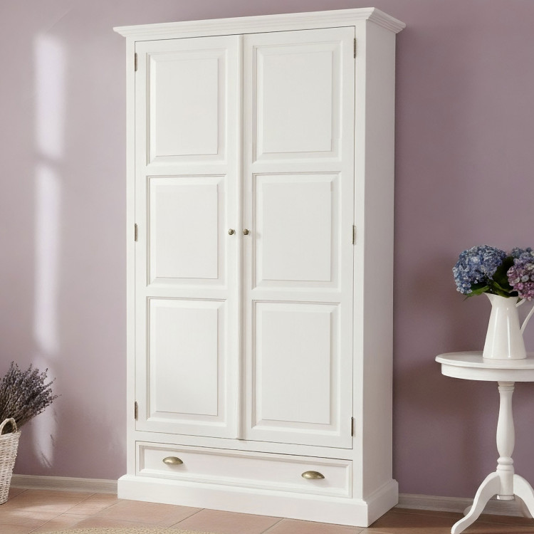 Bílá rustikální skříň - dvoudveřová, France 2D