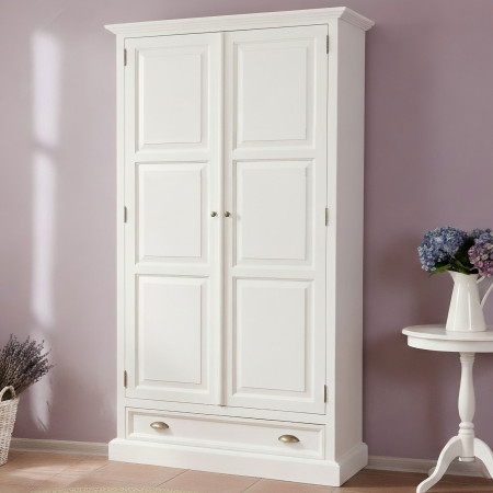 Bílá rustikální skříň - dvoudveřová, France 2D