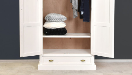 Bílá rustikální skříň - dvoudveřová, France 2D