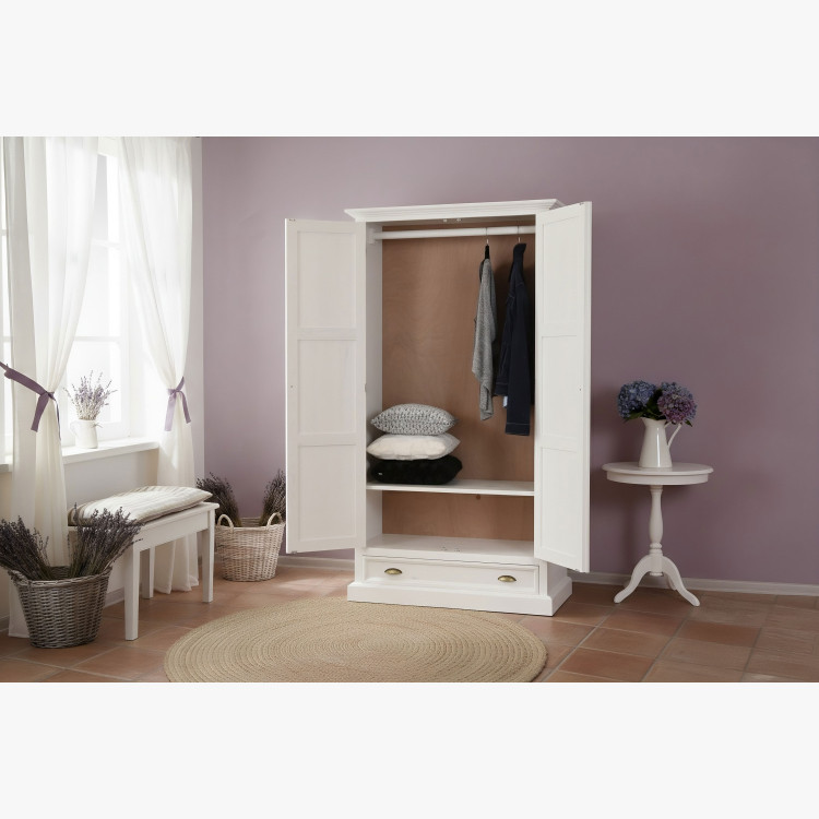 Bílá rustikální skříň - dvoudveřová, France 2D