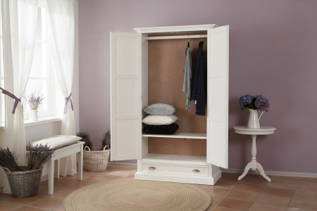 Bílá rustikální skříň - dvoudveřová, France 2D