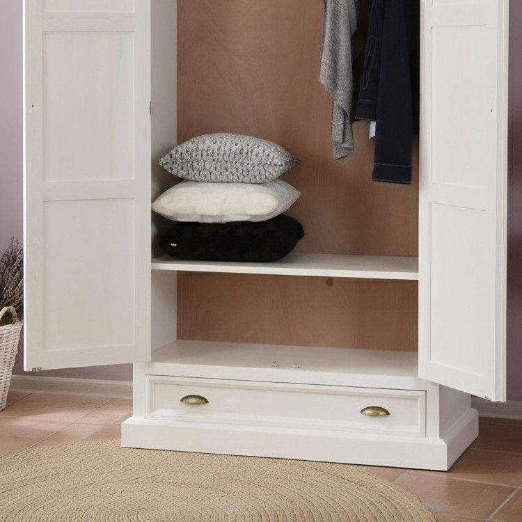 Bílá rustikální skříň - dvoudveřová, France 2D