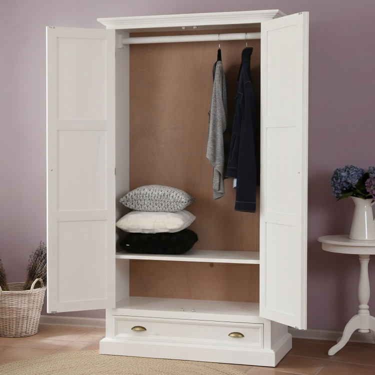 Bílá rustikální skříň - dvoudveřová, France 2D