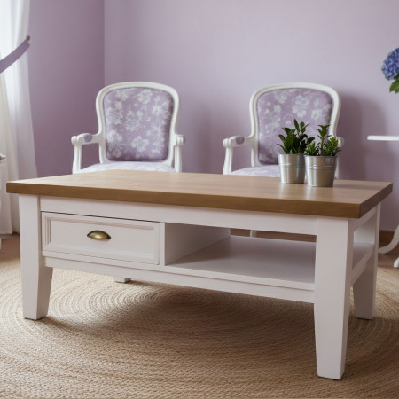 Dřevěný konferenční stolek bílo - hnědý Provence