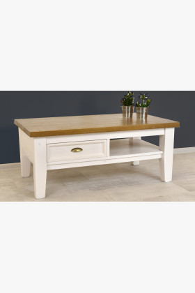 Dřevěný konferenční stolek bílo - hnědý Provence 2