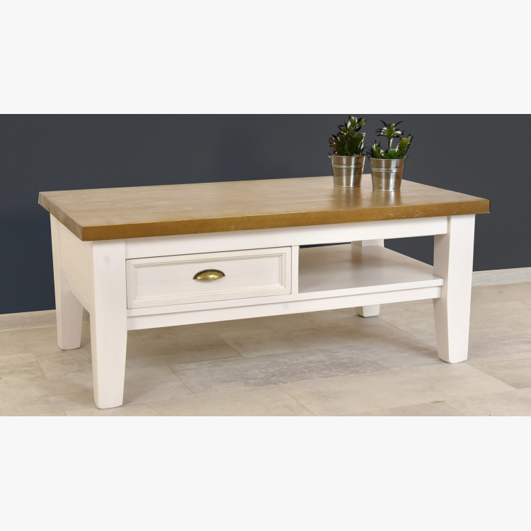 Dřevěný konferenční stolek bílo - hnědý Provence