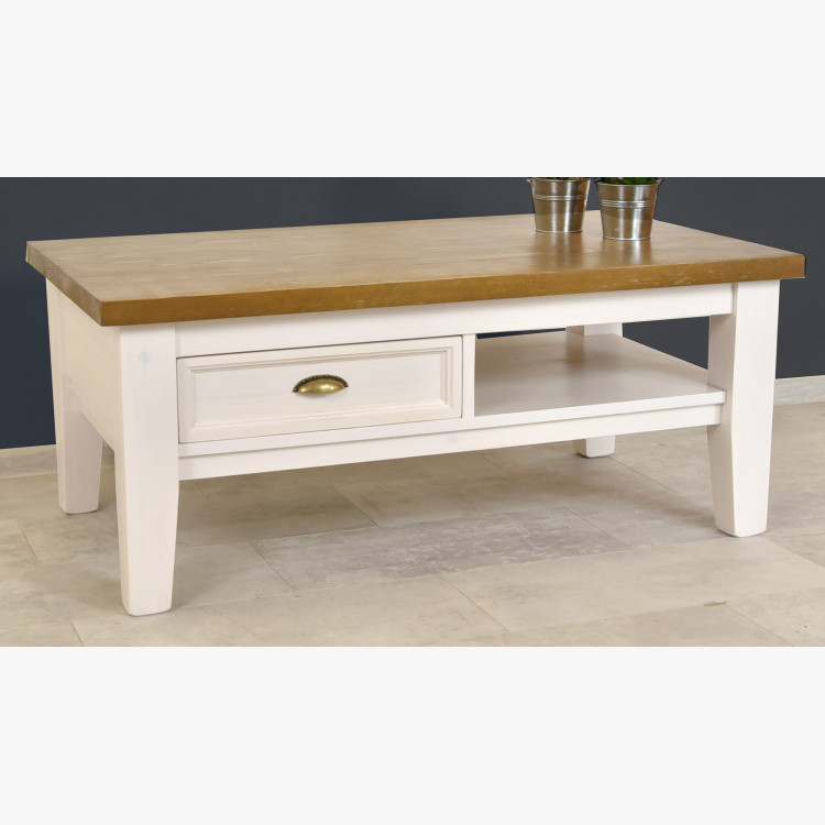 Dřevěný konferenční stolek bílo - hnědý Provence