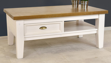 Dřevěný konferenční stolek bílo - hnědý Provence