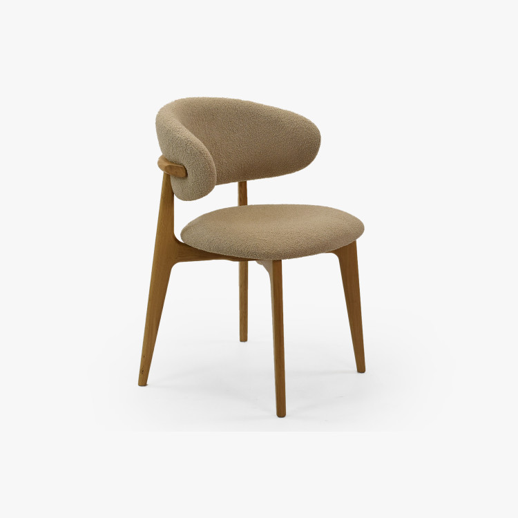 Prémiova dubová židle s béžovým čalouněním