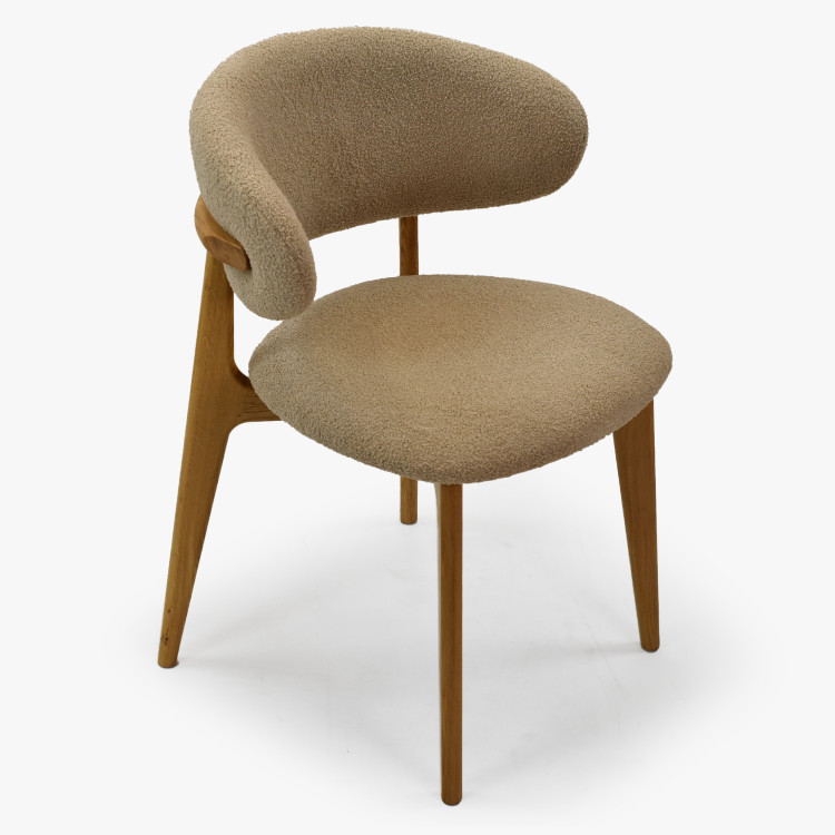 Prémiova dubová židle s béžovým čalouněním