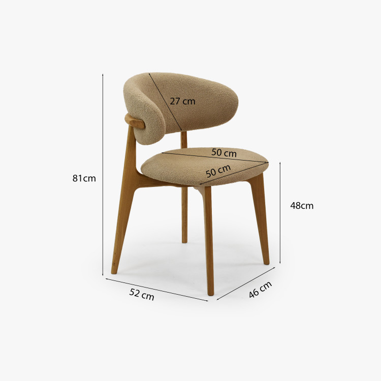 Prémiova dubová židle s béžovým čalouněním