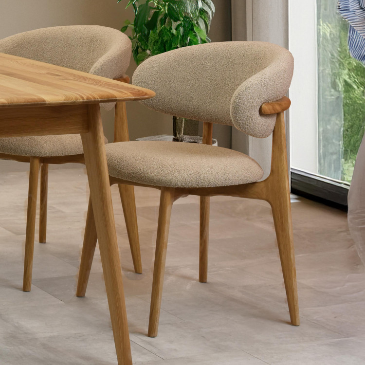 Prémiova dubová židle s béžovým čalouněním