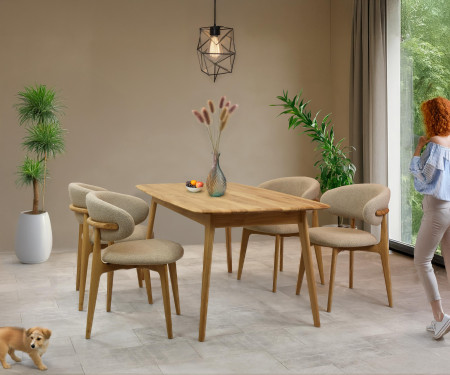 Prémiova dubová židle s béžovým čalouněním