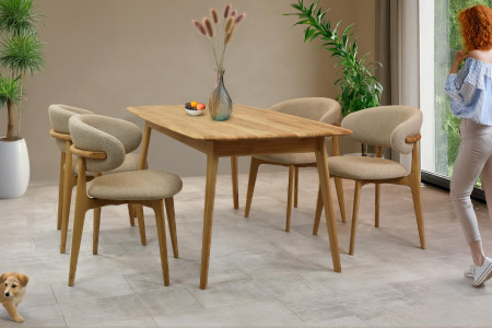 Prémiova dubová židle s béžovým čalouněním