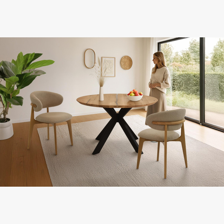 Prémiova dubová židle s béžovým čalouněním