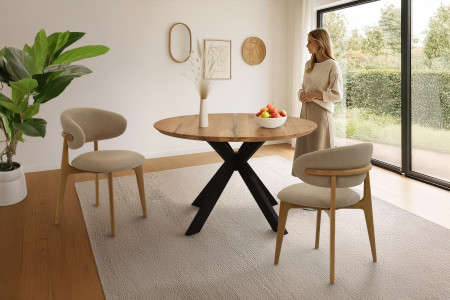 Prémiova dubová židle s béžovým čalouněním