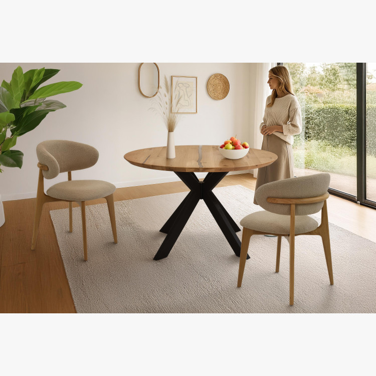 Prémiova dubová židle s béžovým čalouněním