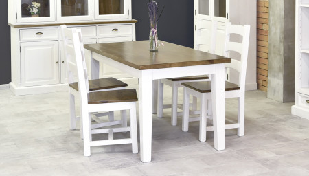 Dřevěný stůl z masivu bílo - hnědý 160 x 80 cm