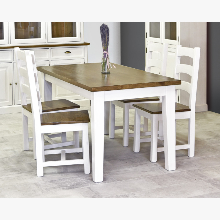 Dřevěný stůl z masivu bílo - hnědý 160 x 80 cm