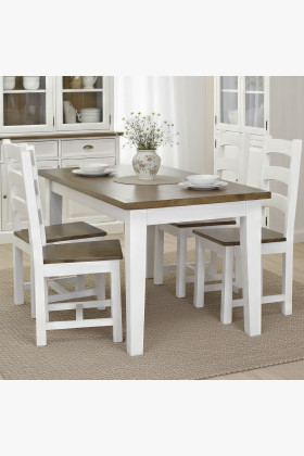 Massivholz Esstisch Kiefernholz weiß-braun 200x100 cm