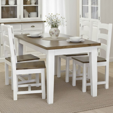 Dřevěný stůl z masivu bílo-hnědý 200 x 100 cm