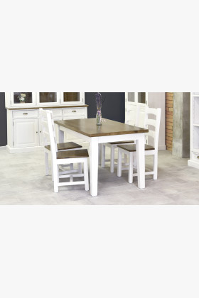 Dřevěný stůl z masivu bílo-hnědý 200 x 100 cm 2