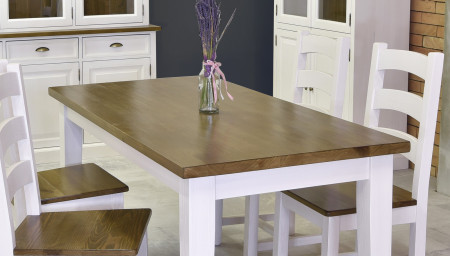 Dřevěný stůl z masivu bílo-hnědý 200 x 100 cm