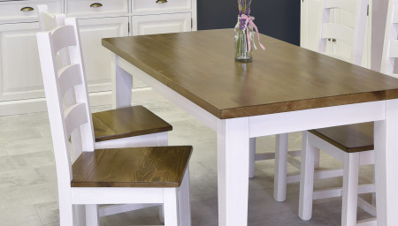 Dřevěný stůl z masivu bílo-hnědý 200 x 100 cm