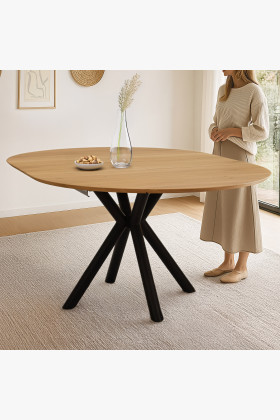 Kulatý rozkládací stůl dubový s kovovýma nohama ø120 cm