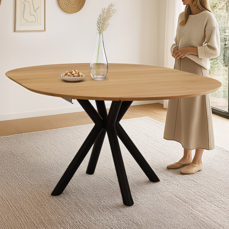 Kulatý rozkládací stůl dubový s kovovýma nohama ø120 cm